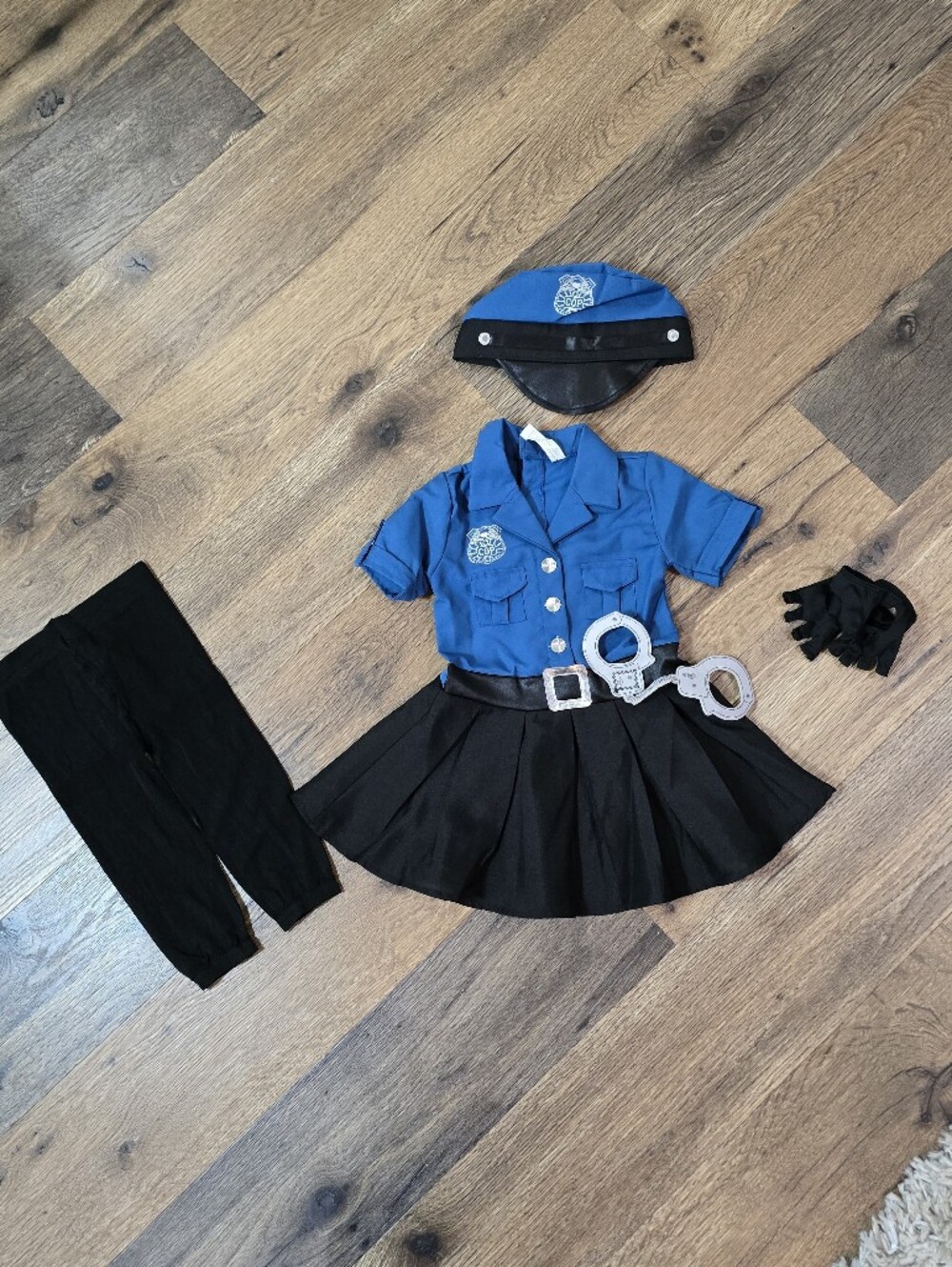 Blue and Black Kids Police Dress Costume with Hat and Accessories
